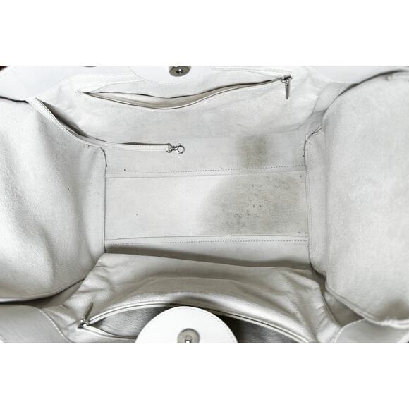 CHANEL Deauville Ivory Caviar Leather Studded GM Large Chain Shopping Tote SHW - Picture 5 of 11